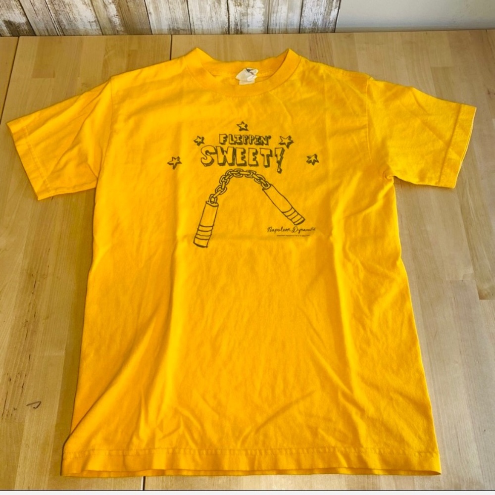 Napoleon Dynamite 2004 Promo “Flippin Sweet!” T shirt Yellow size small